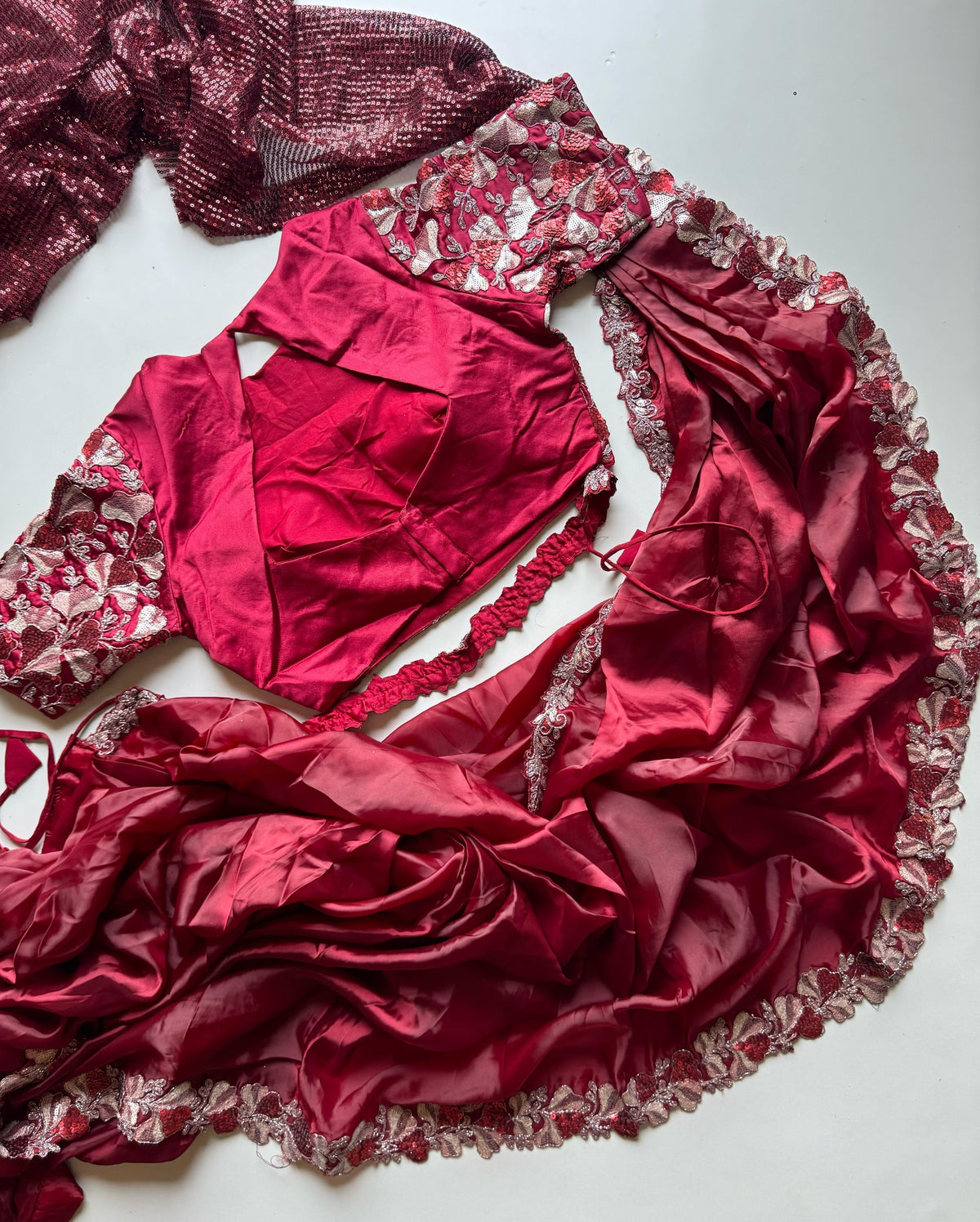 Surkh Laal Embellised Saree (Pre-Draped)