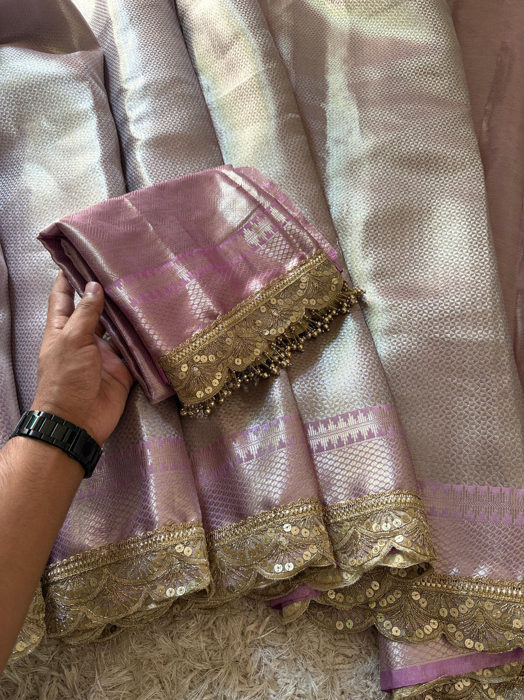 Dil Lavender Banarasi Silk Saree
