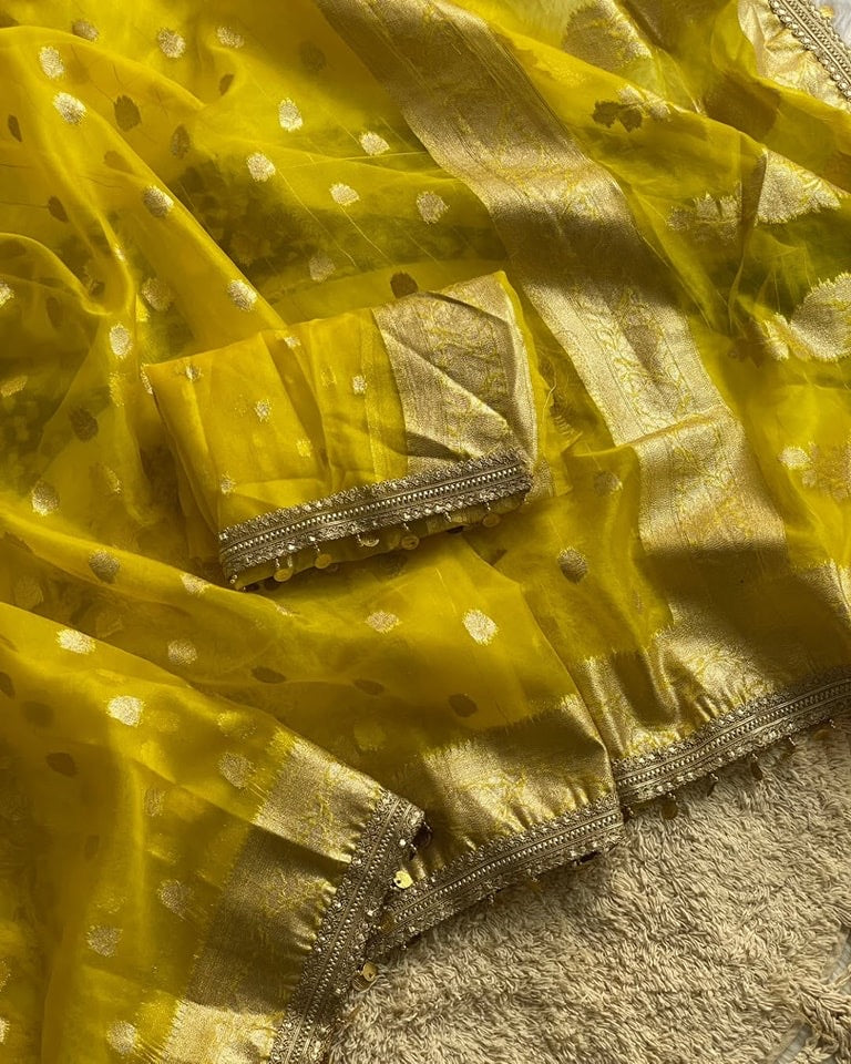 Maharani Yellow Banarasi Saree
