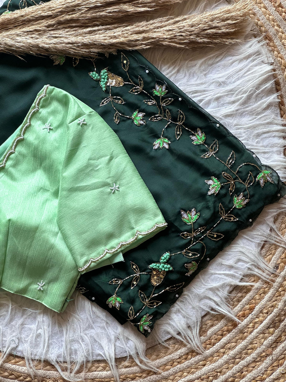 Precious Vintage Green Saree