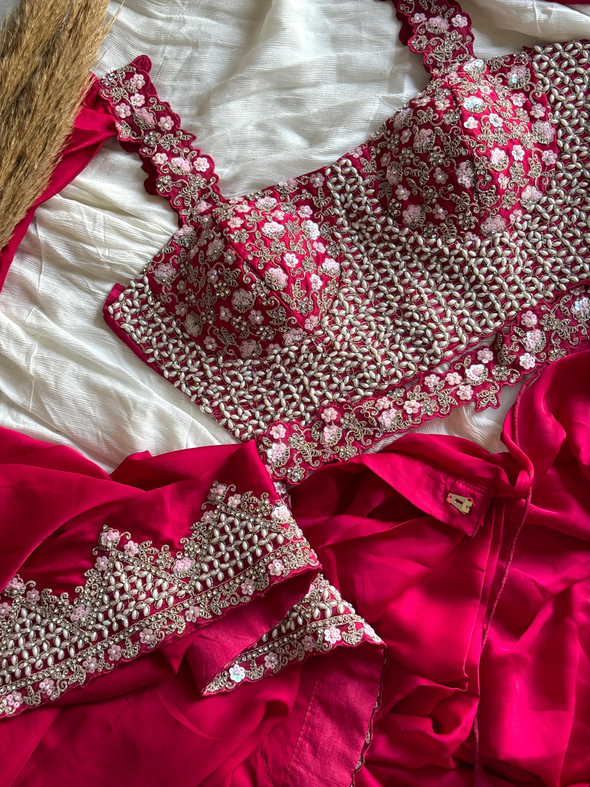 Pankhuri Ivory Embellished Saree