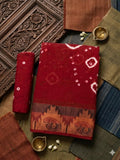 Women's Elegant red Bandhani silk saree with bandhej a traditional embroidery border.